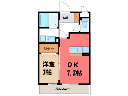 BELL GREEN(1DK/3階)の間取り写真