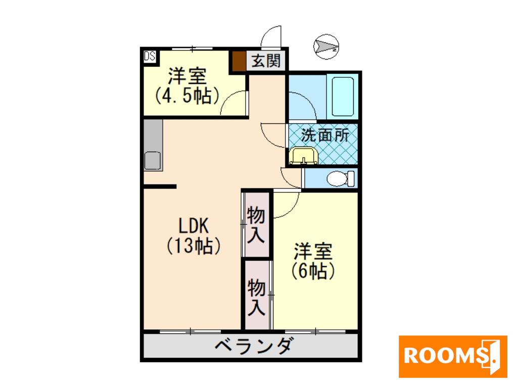 倖久三番町ビル(2LDK/5階)の間取り写真