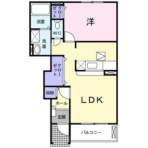 ロマネクス(1LDK/1階)の間取り写真