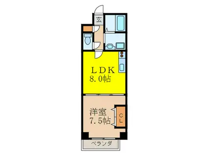 サンロイヤルハイツ(1LDK/5階)の間取り写真
