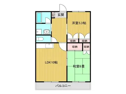 VESTA七日町(2LDK/2階)の間取り写真
