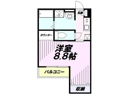 LEIMEI UNIVERSES所沢(1K/1階)の間取り写真