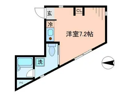 東京メトロ銀座線 浅草駅(東武・都営・メトロ) 徒歩12分 3階建 築11年(ワンルーム/2階)の間取り写真