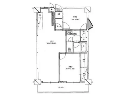 レシオ苅原(2LDK/6階)の間取り写真