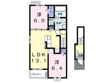 カーサ アリエッタ(2LDK/2階)の間取り写真