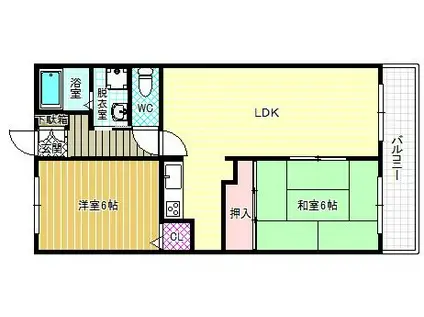 ウィングヒルズ羽曳野(2LDK/2階)の間取り写真