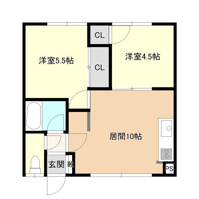 八十嶋マンション(2LDK/1階)の間取り写真