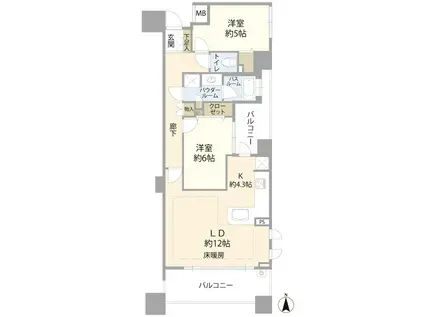 徳川東シティハウス・ステーションコート(2LDK/2階)の間取り写真