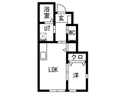 ＪＲ東北本線 六原駅 徒歩20分 2階建 築1年(1LDK/1階)の間取り写真