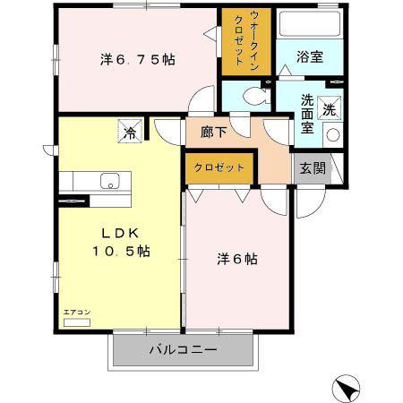 SEA CASTLE(2LDK/2階)の間取り写真