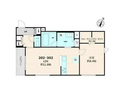 ヘキラン天神スクエア(1LDK/3階)の間取り写真