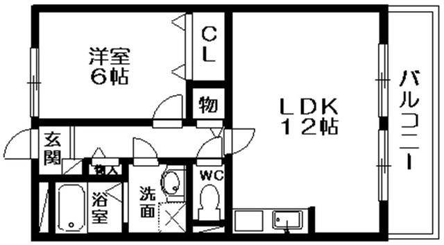 ピュアハウス(1LDK/1階)の間取り写真