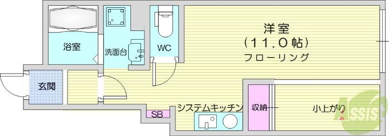 AP杜 愛子東(ワンルーム/1階)の間取り写真
