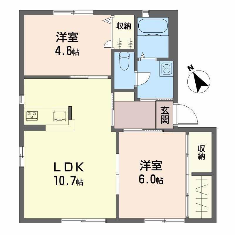 ビーチ・ヒル D棟(2LDK/1階)の間取り写真