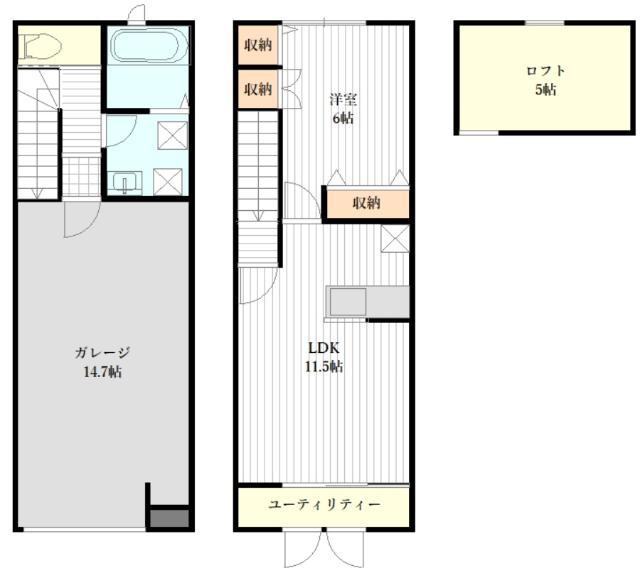 NOT A GARAGE(1LDK/2階)の間取り写真