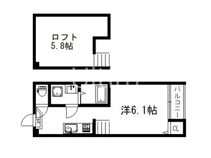 ハーモニーテラス小栗栖森本町(ワンルーム/2階)の間取り写真