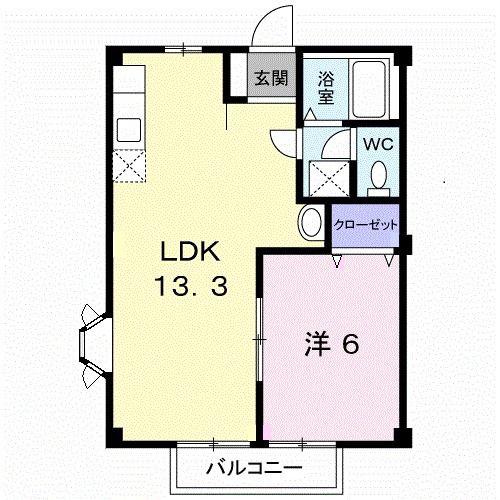 フローラ・国分寺B(1LDK/2階)の間取り写真