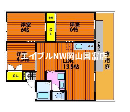 エステート竹内(3LDK/1階)の間取り写真