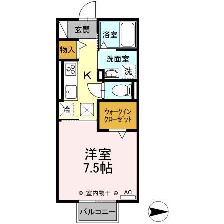 ディーシャンブル上浜町(1K/1階)の間取り写真