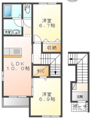 カーサ オリーヴァ(2LDK/2階)の間取り写真