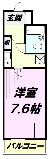 ライオンズマンション東村山第3(1K/2階)の間取り写真