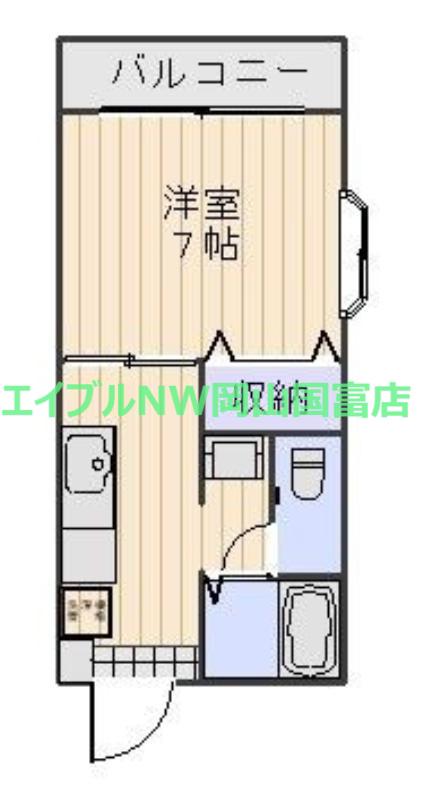 ディアスU I(1K/1階)の間取り写真