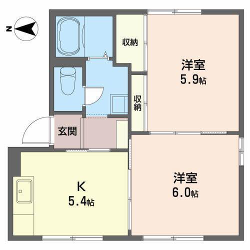 グレースフル赤坂 D(2K/1階)の間取り写真