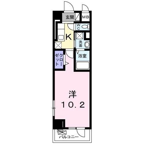 多摩都市モノレール 甲州街道駅 徒歩5分 5階建 築10年(1K/3階)の間取り写真