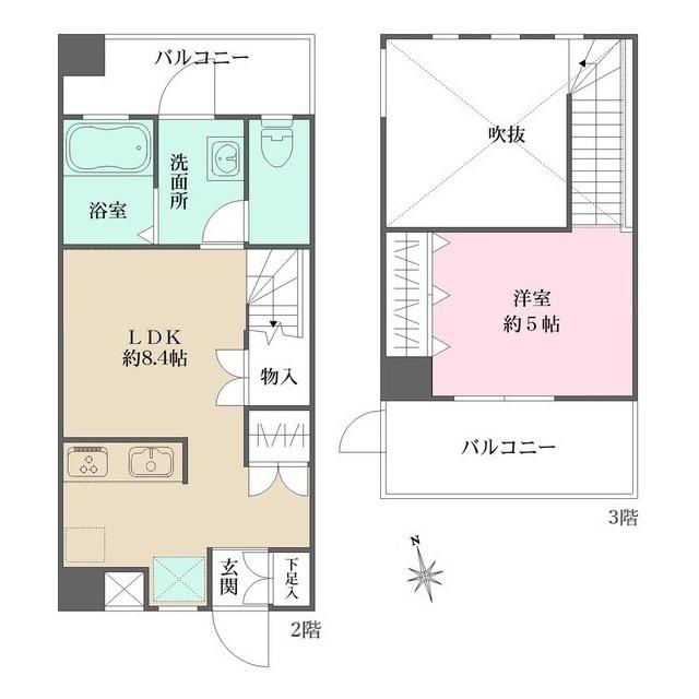 アビオン中野坂上A(1LDK/2階)の間取り写真