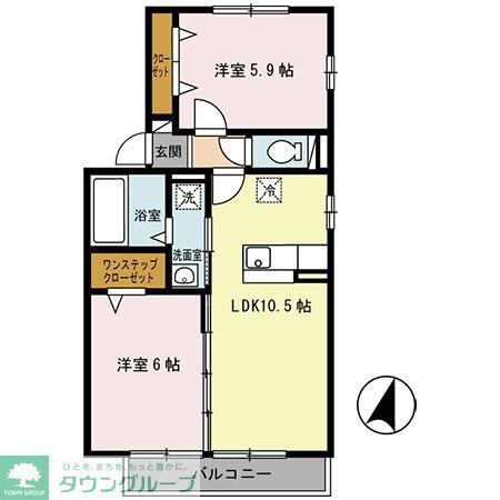 サンライトヒルズ A(2LDK/2階)の間取り写真