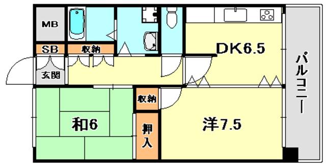 ベルコート須磨(2DK/2階)の間取り写真