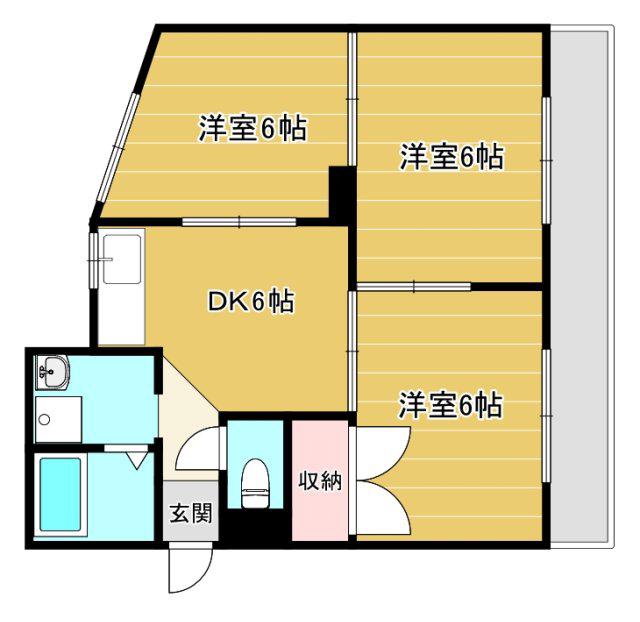 フルネスパート1(3DK/2階)の間取り写真