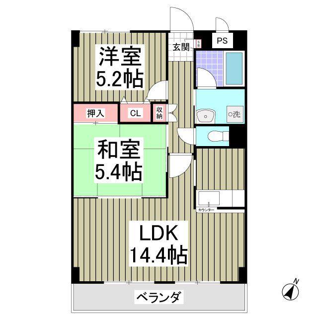 オーチャード(2LDK/1階)の間取り写真