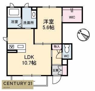 シャーメゾン・キャトルズ琴芝(1LDK/1階)の間取り写真