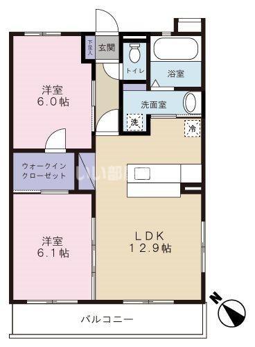 グラン リヴァー(2LDK/2階)の間取り写真