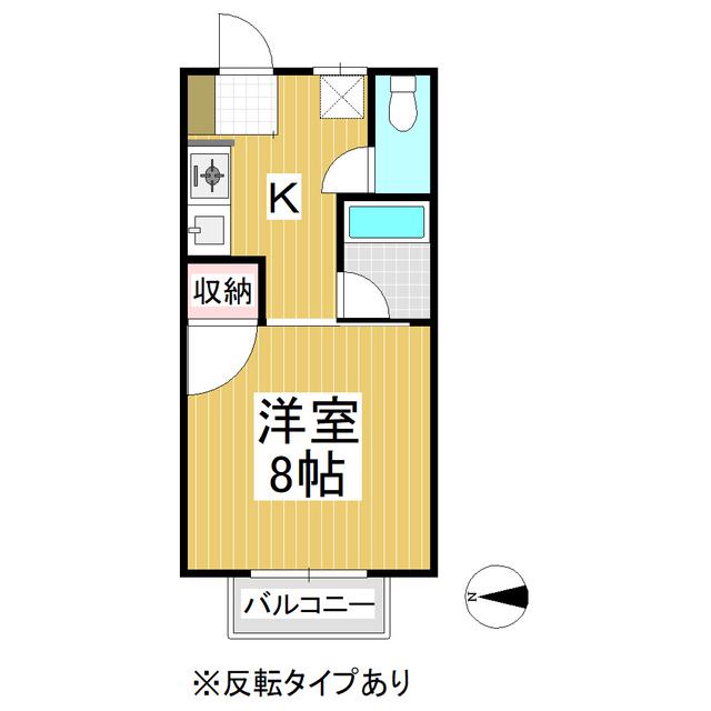 八木ハイツ(1K/2階)の間取り写真