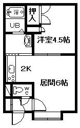 サニーサイド(1DK/1階)の間取り写真