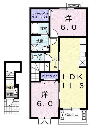 RIVABIG V(2LDK/2階)の間取り写真