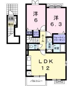 サニーグリーンD(2LDK/2階)の間取り写真