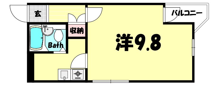 ビハーラ三谷(1K/2階)の間取り写真