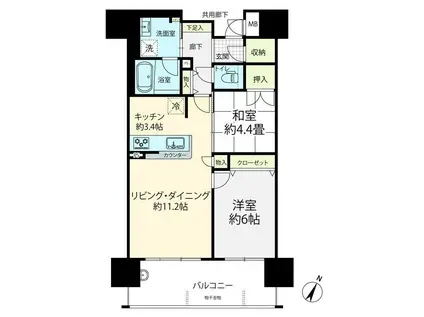 プレミスト江戸堀(2LDK/6階)の間取り写真