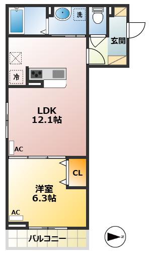 ヴィルソレイユ西荻I・II(1LDK/1階)の間取り写真
