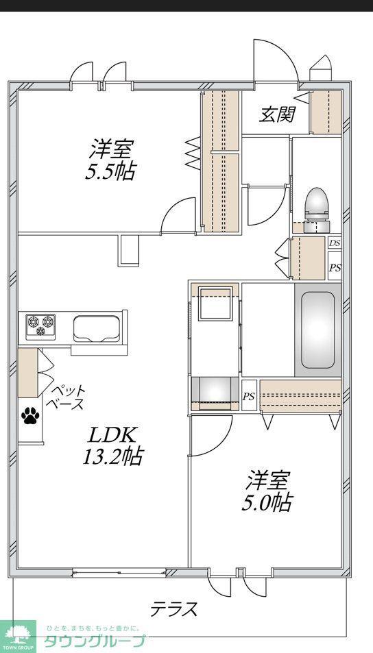 TILIOS(2LDK/1階)の間取り写真