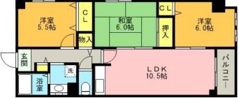 アルタイル中上(3LDK/3階)の間取り写真