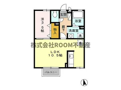 エストリル2(1LDK/1階)の間取り写真