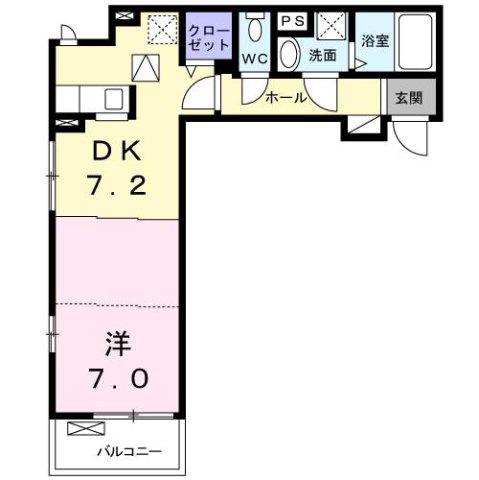 アムール(1DK/1階)の間取り写真