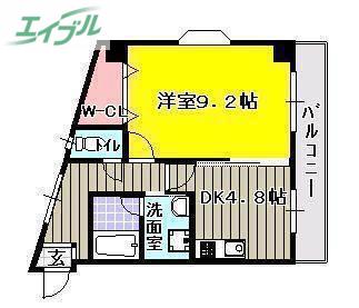 ハートフル医大南(1DK/4階)の間取り写真