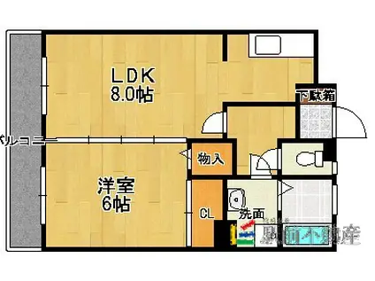 ヴィンテージ唐原II(1LDK/3階)の間取り写真