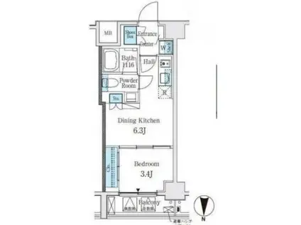 ルーエ中野坂上(1DK/7階)の間取り写真