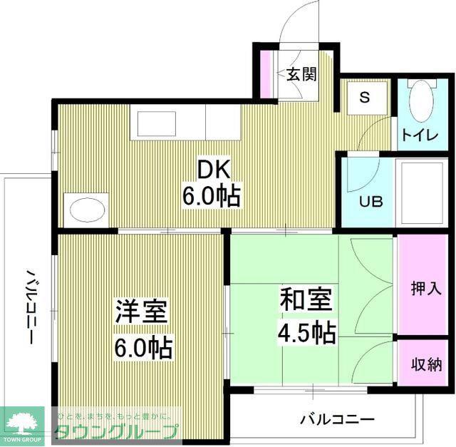 クレインK(2DK/2階)の間取り写真